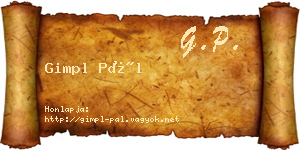Gimpl Pál névjegykártya